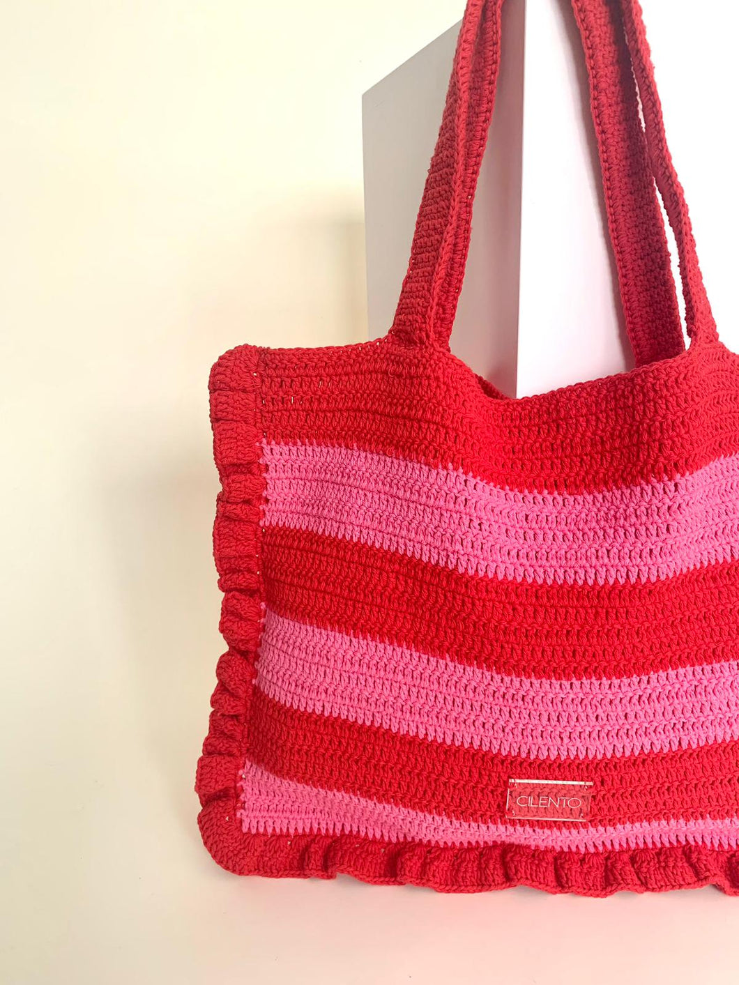 Tote bag crochet rojo